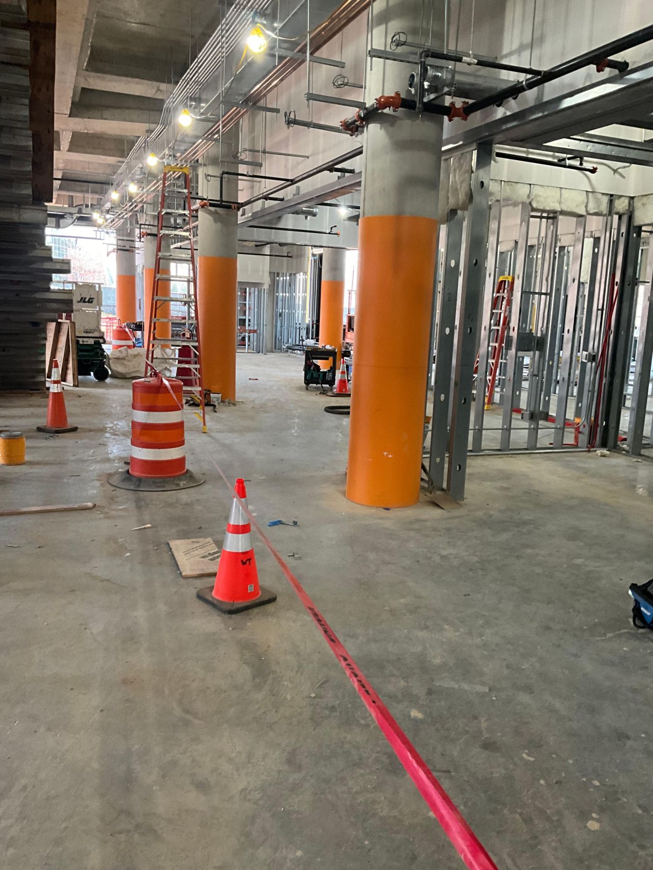Boss Mat providing clear access ways on roofing — Columns application
